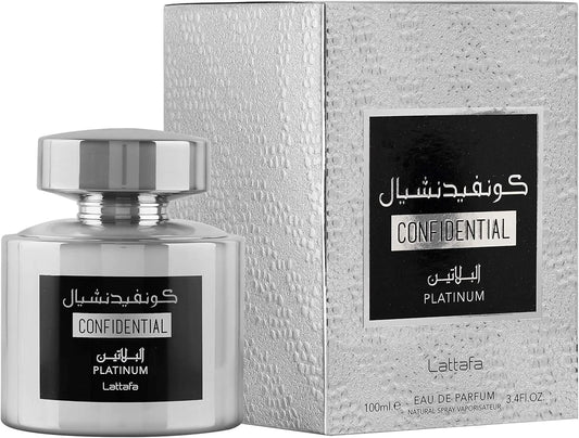 Lattafa Unisex Confidential Platinum EDP Spray 3.4 oz 100ml
